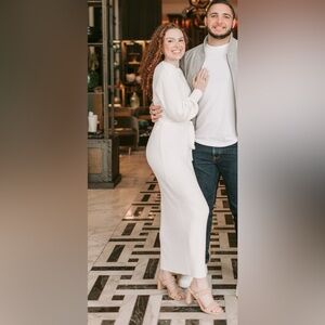 White Maxi long sleeve sweater dress